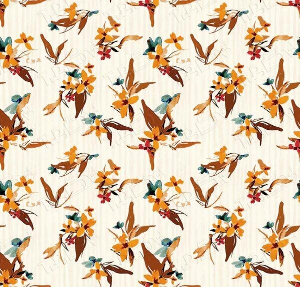 stylized flowers and leaves on a cream-colored background