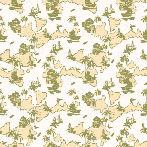 stylized sketched tropical islands