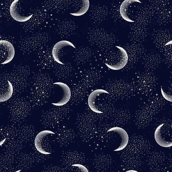 The moons are stylized, with a layered, textured appearance